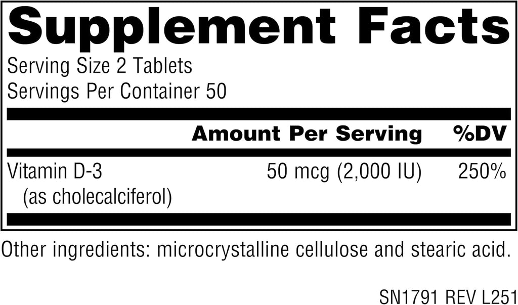 Source Naturals Vitamina D3 1000 UI - 100 Comprimidos