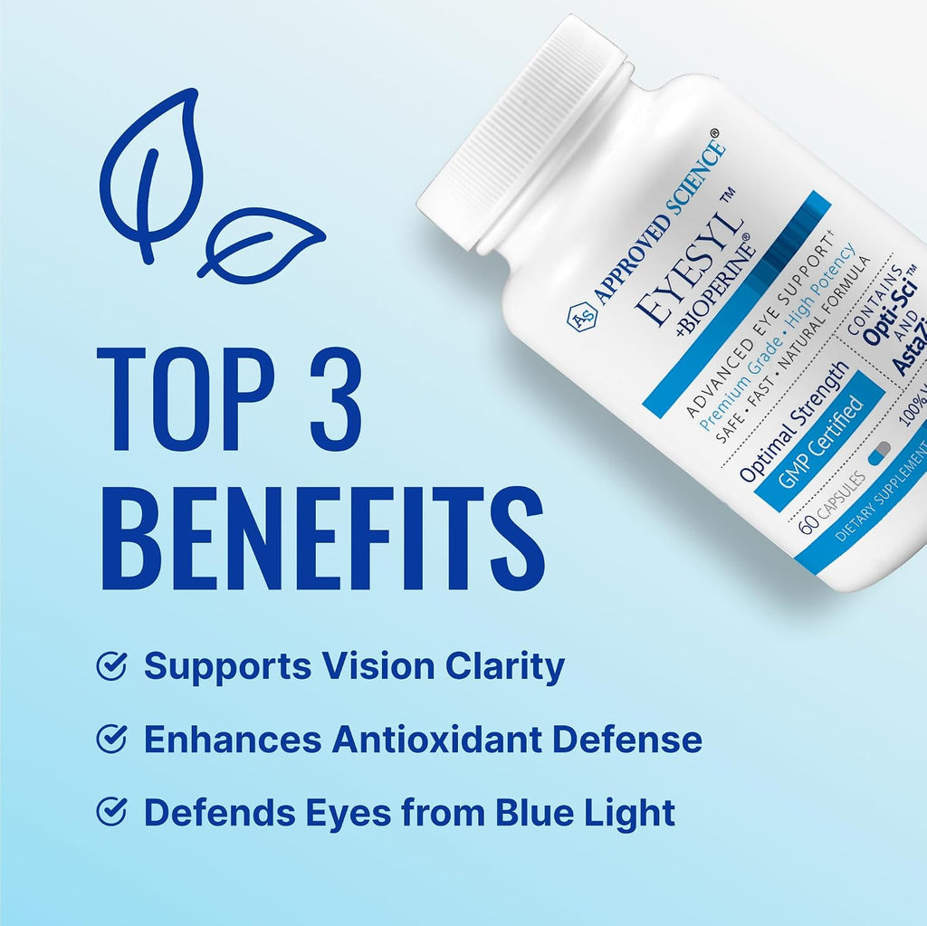 Approved Science EyeSyl – Suplemento Ocular con Luteína, Zeaxantina y Taurina (60 Cápsulas)