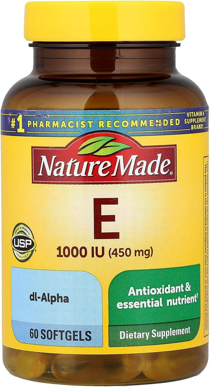 Nature Made Vitamina E 1000 IU (dl-Alfa) Softgels 60 Cápsulas – Image 1