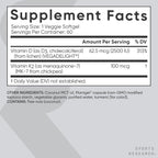 Sports Research Vitamina D3 + K2 Vegana 2500 UI + 100 mcg MK-7 - 60 Softgels