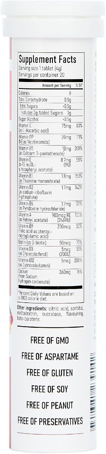 Swiss Imports Multivitamínico Efervescente + Biotina – 20 Comprimidos
