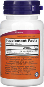 NOW Foods Vitamina D3 2000 UI 240 Cápsulas Blandas (3 Pack)