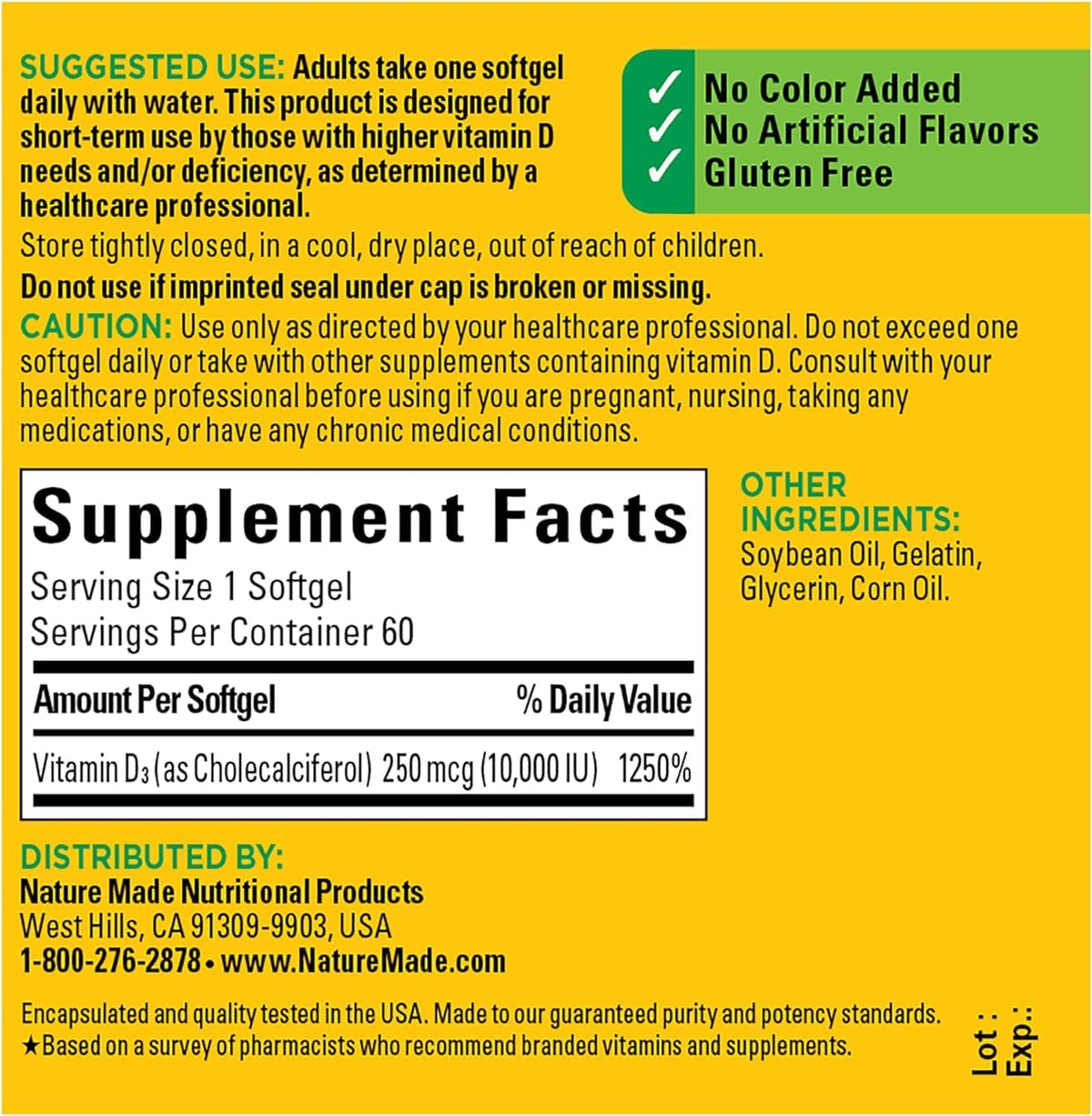Nature Made Vitamina D3 10000 UI (250 mcg) – El funcionamiento normal del sistema inmunitario. – Image 5