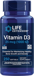 Life Extension Vitamina D3 25 mcg (1000 UI) - 250 Cápsulas Blandas