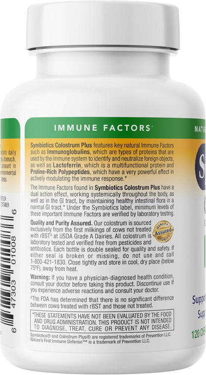 Symbiotics Naturade Calostro Masticable – Apoyo Inmunitario y Digestivo con Lactoferrina, Sin Gluten, Bajo en Azúcar (120 – Image 7