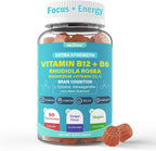 Gominolas Focus Memory & Energy - L-Tirosina + Metil B12 1000mcg, B6 50mg, D3, C, Melena de León, Ashwagandha - Complemento para la Memoria y Energía - 1 Pack