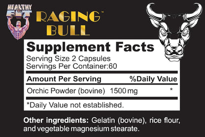 Healthy 'N Fit Raging Bull Mega Orchic - 120 Cápsulas (40 Días) Glándula Testicular Cruda Premium, Apoyo Natural para la – Image 2