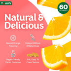 YUM-V'S Gominolas de Glucosa - 60 Gominolas Masticables - Sabor Naranja Natural