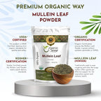 Organic Way Polvo de Hoja de Gordolobo (Verbascum thapsus) - Cosecha Silvestre Europea | Certificado Orgánico y Kosher | Vegano, No GMO y Sin Gluten | USDA Certificado | Origen Albania (56g)
