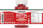 Hurdilen Biotina Colágeno Gummies 10000mcg - 90 Gominolas para Cabello, Piel y Uñas