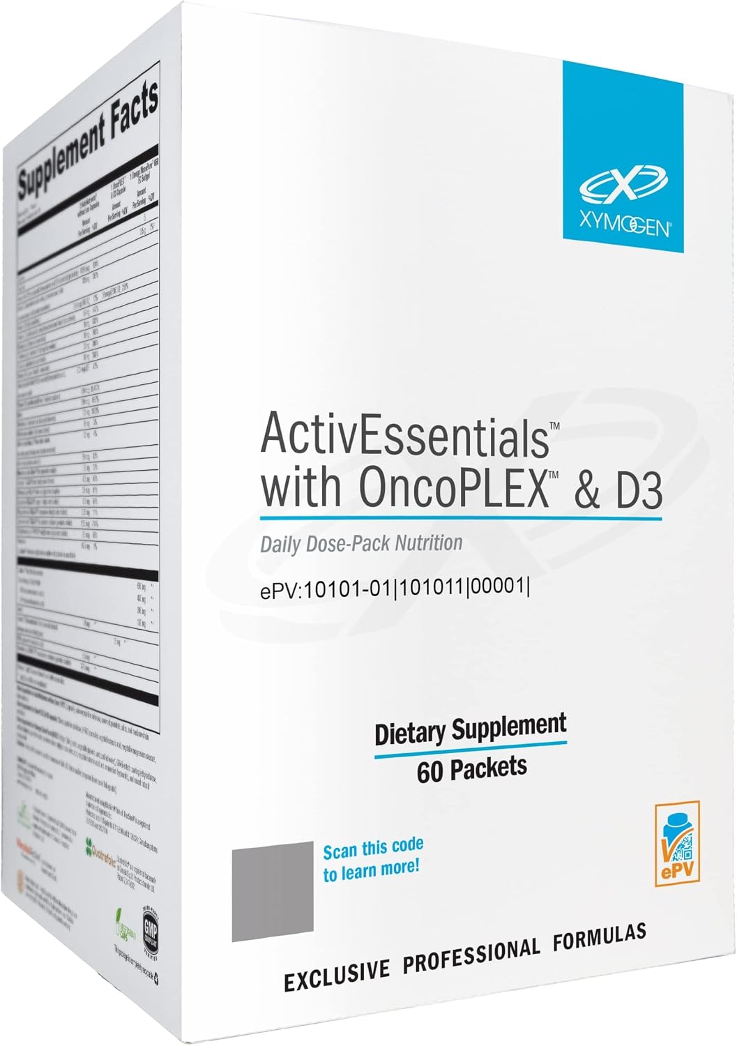 XYMOGEN ActivEssentials con OncoPLEX y D3 - Multivitamínico diario con omega-3 (60 sobres)