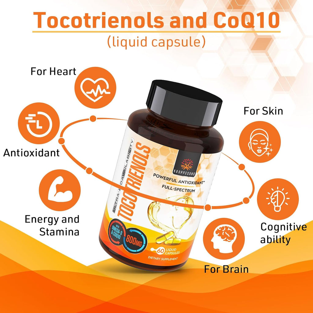 Kroppssund Tocotrienoles 800mg | Suplemento Celular y Energético - 60 Cápsulas Líquidas