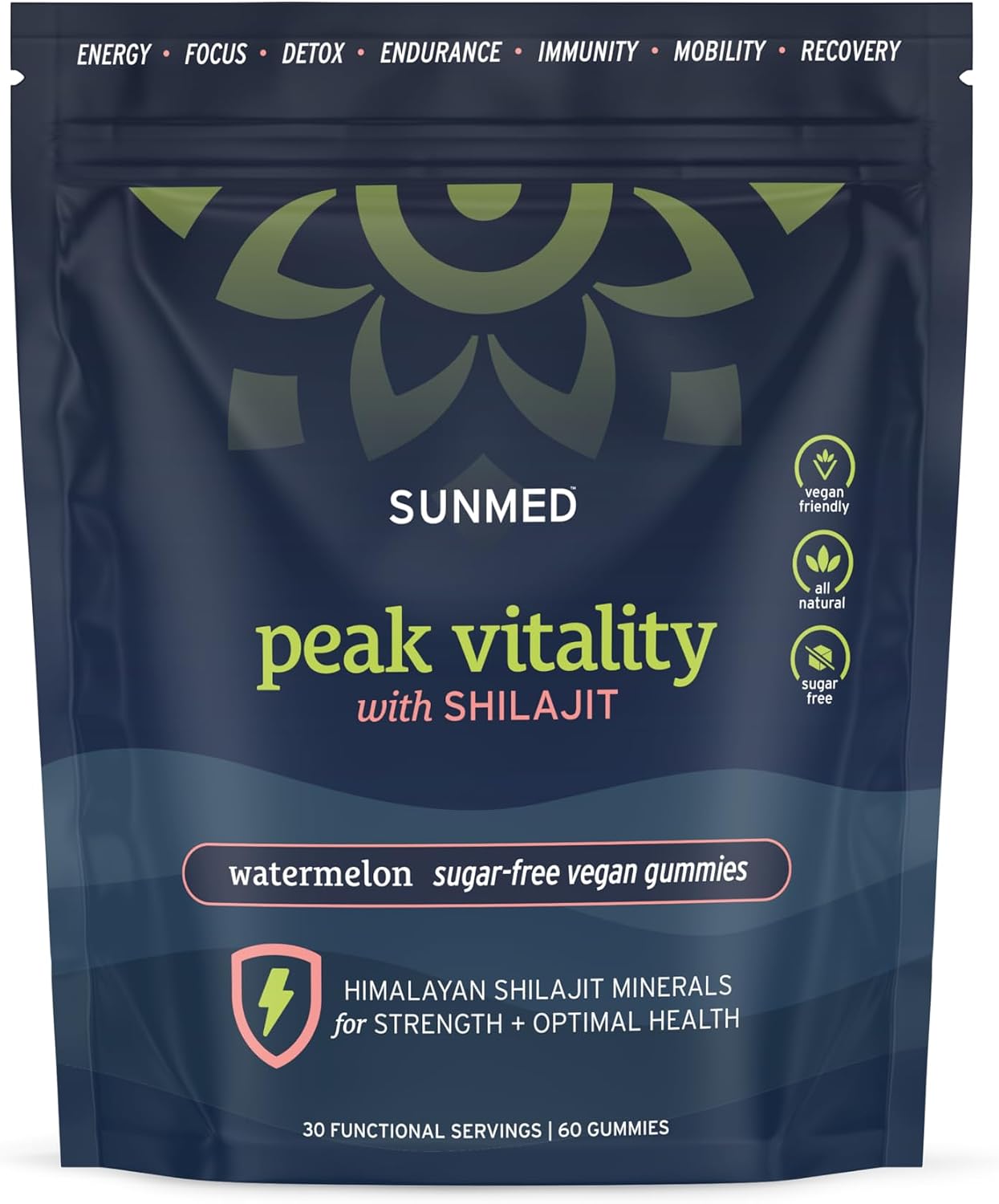 Pink Vitality Gominolas de Shilajit del Himalaya para Fuerza, Energía y Concentración Cognitiva | Sin Azúcar | Vegano | Natural | Sandía
