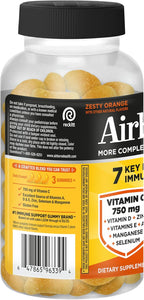 Airborne Immune Support Gummies, Orange Flavor, 63 Count – 750 mg Vitamin C + Vitamins A, D & E + Zinc, Selenium & Manganese | Herbal Blend | Natural Flavor