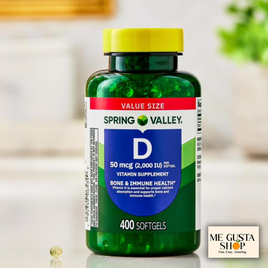 Spring Valley Vitamina D Suplemento Softgels, 50 mcg (2000 UI), 400 Cápsulas