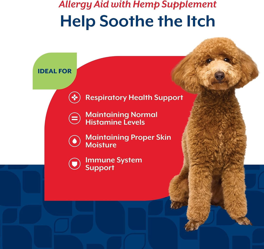 NaturVet Hemp Allergy Aid Suplemento para Perros con Semillas de Cáñamo y Antioxidantes, 60 unidades