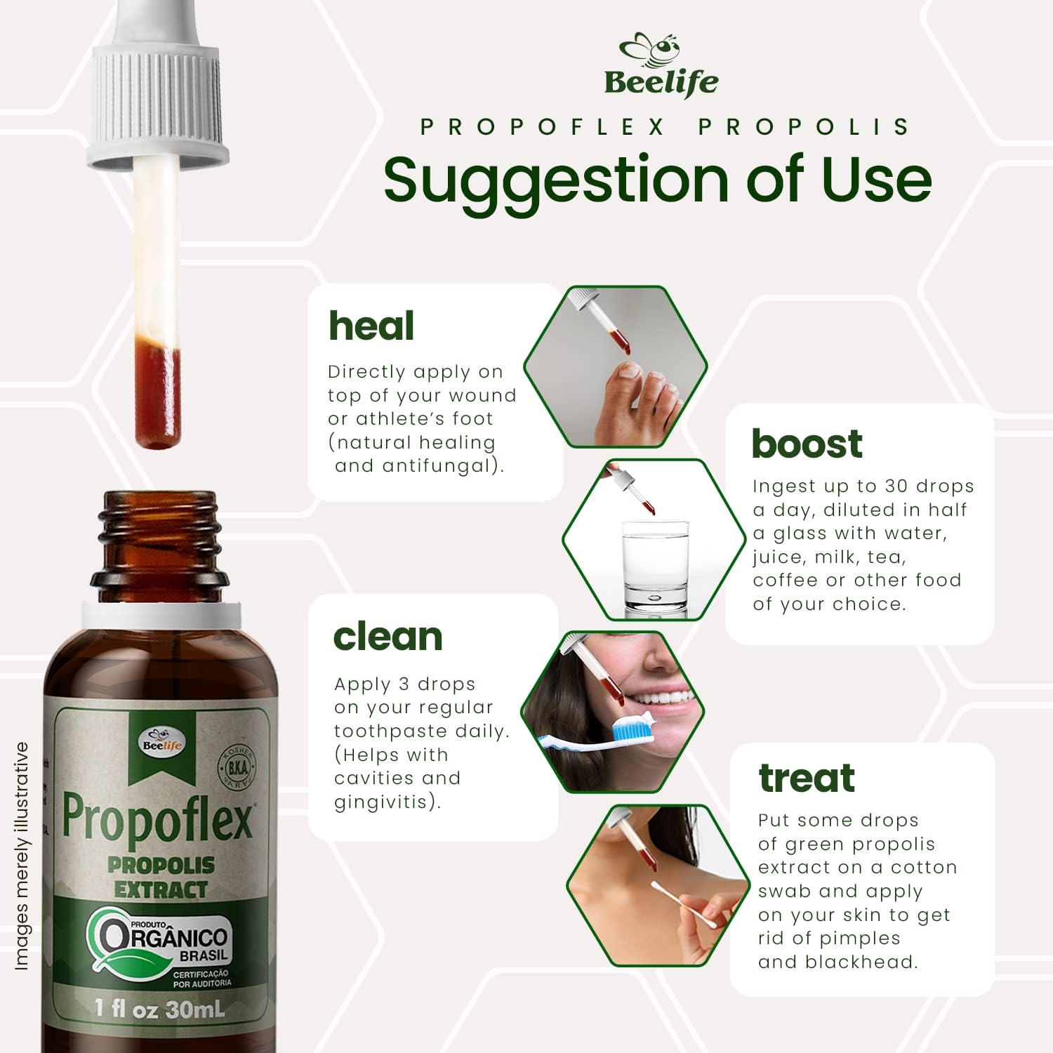 Extracto de Propóleo Verde Orgánico Beelife Propoflex - Rico en Artepillin-C - 30 ml