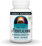 Source Naturals L-Fenilalanina, Aminoácido Esencial en Forma Libre - 500mg - 100 Comprimidos Veganos