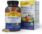 Country Life RealFood Organics for Men – Multivitamínico Orgánico para Hombre, 60 Comprimidos