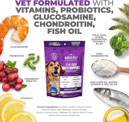 MAX Dog Multivitamin - Multivitamínico para perros senior y adultos 10 en 1 Apoyo completo para articulaciones, inmunidad, movilidad, digestión, energía y salud de la piel