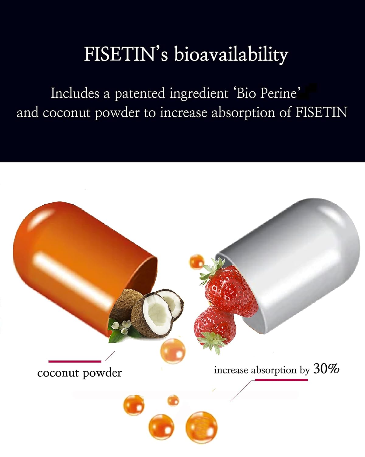 Rejuvecore Fisetin (60 Cápsulas) - Complemento Antiedad con Bioperine