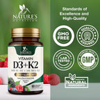 Nature's Nutrition Vitamina D3 K2 5000 UI + 100 mcg MK-7 - 60 Comprimidos Masticables