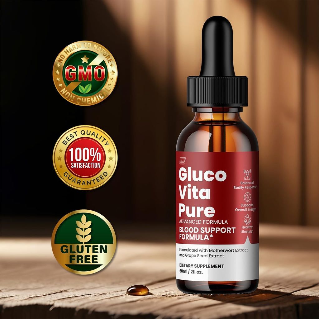 Gluco Vita Pure Drops - Fórmula Saludable con Extractos Naturales, 3 Paquetes (Suministro para 3 Meses)