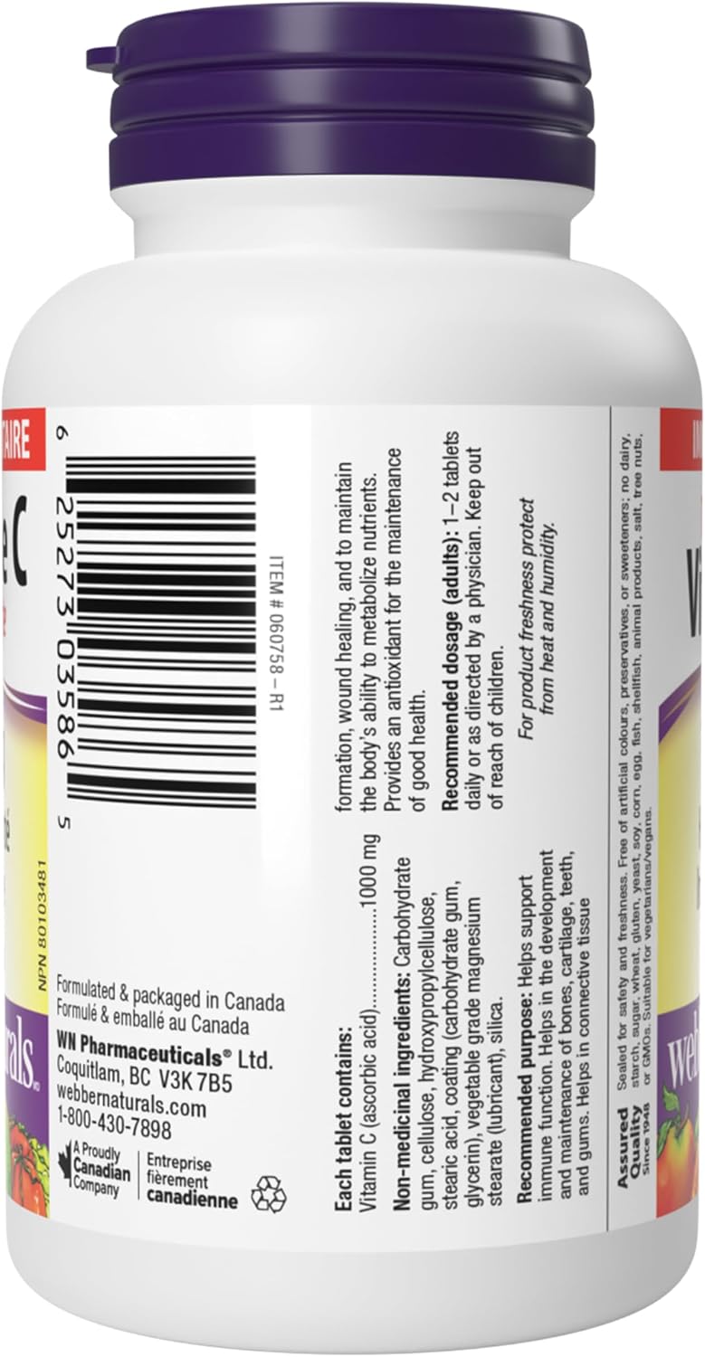 Webber Naturals Vitamin C Timed Release 1,000 mg, 60 Tablets