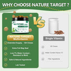 NATURE TARGET Multivitamínico para Perros - con MSM y Glucosamina, Omega 3 y 6, Probióticos para Salud Digestiva, Apoyo Articular, Piel y Pelo, Sistema Inmune y Salud General - 120 Comprimidos Blandos