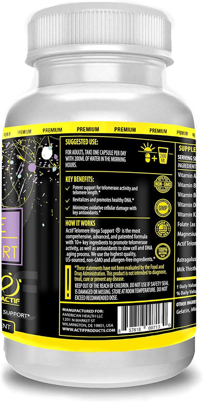 ACTIF Telomere Mega Support – 60 Cápsulas – Apoyo cardiovascular y renal: La fórmula está orientada a favorecer el – Image 4