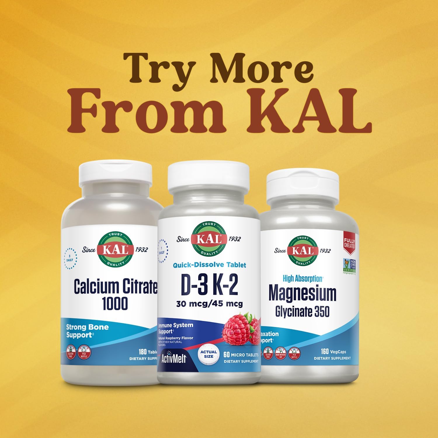 KAL Vitamina D3 K2 ActivMelt - Complemento con D3 y K2 MK-7, Comprimidos de disolución rápida, Sabor natural a frambuesa, 60 dosis