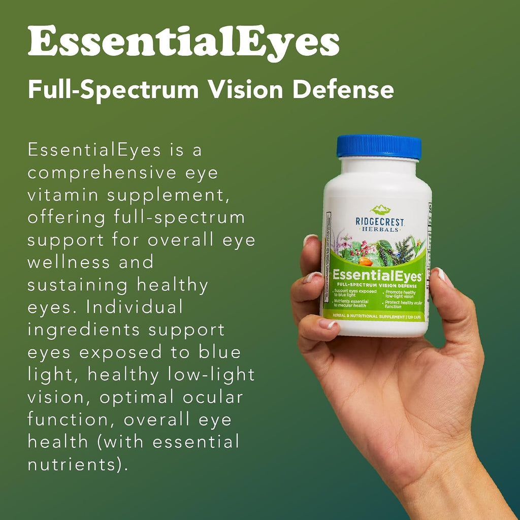 EssentialEyes – Suplemento Ocular Natural con Luteína, Zeaxantina y Arándano (120 Cápsulas Veganas)
