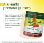 MegaFood Baby & Me 2 - Vitaminas Prenatales en Gominolas con Ácido Fólico y Colina - Sabor Frambuesa - 60 Gominolas (30 Dosis)