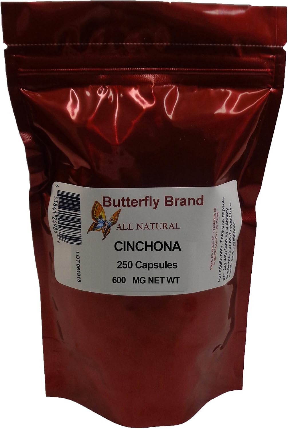 Herbal Advantage Cinchona Bark Capsules 600mg, 250 cápsulas