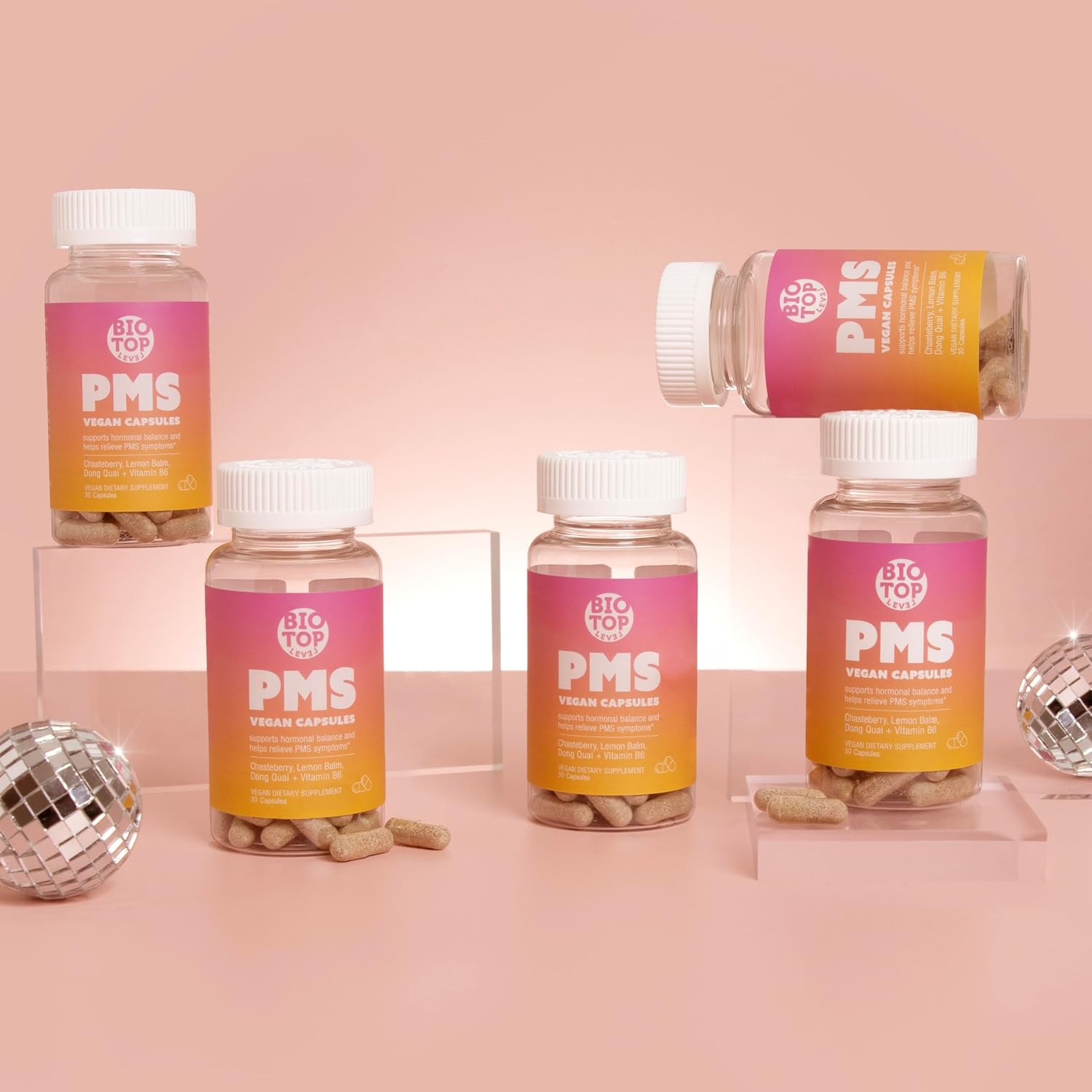 Suplemento para el Alivio del PMS con Vitex, Vitamina B6, Melisa y Dong Quai - 30 Cápsulas Veganas