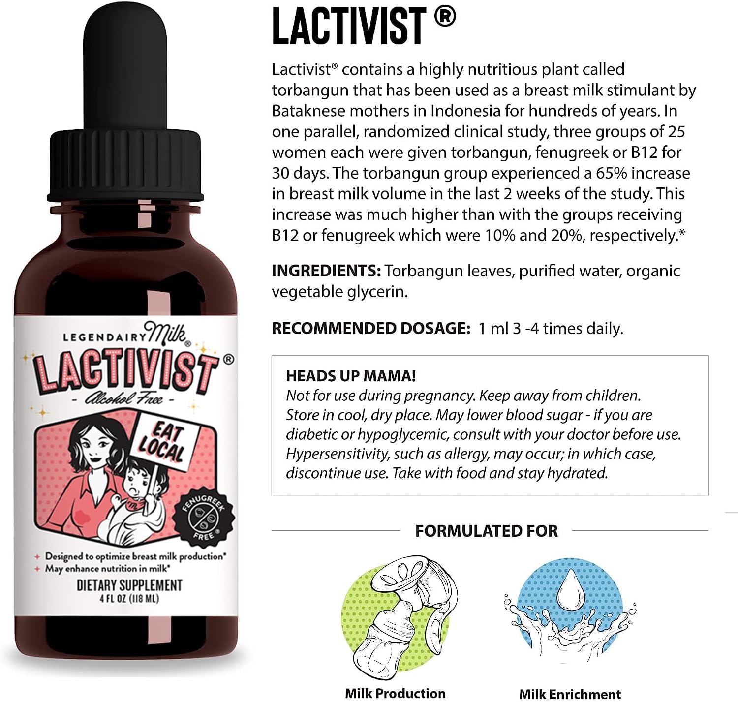 Legendairy Milk Lactivist Drops - Suplemento de Lactancia con Torbangun Orgánico - 118 ml