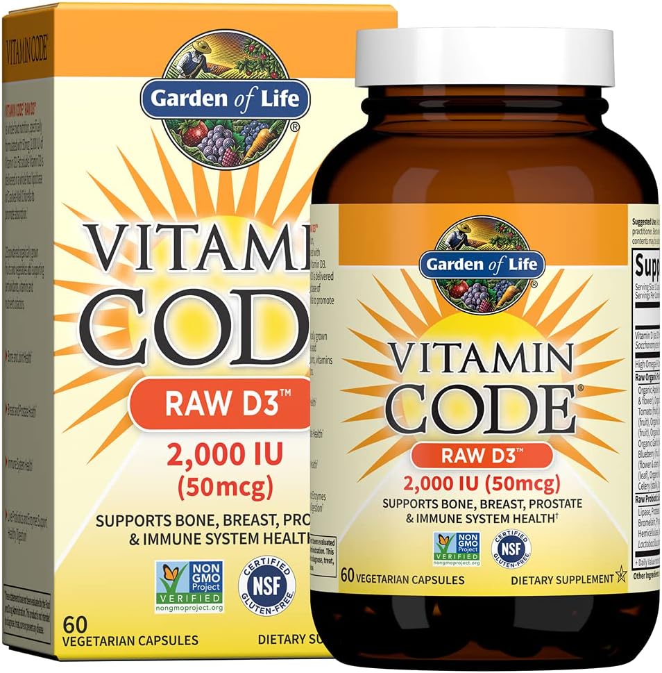 Garden Of Life, Raw Vitamin Code D3 2000 UI, 60 Cápsulas Vegetarianas