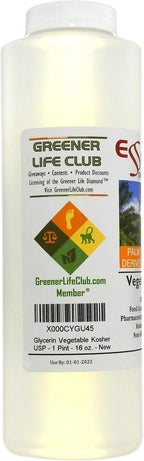 Glicerina Vegetal - 1 Pinta (473 ml) - VG de Palma Sostenible RSPO - No GMO - Kosher - Halal - Grado Farmacéutico USP - Envase HDPE con Sello de Seguridad