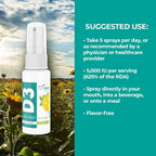 Vitamin D3 5000 IU Spray Supplement con K2, Vegano, 0.81 oz