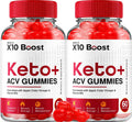 X10 Boost Keto ACV Gummies 1000mg - Complemento Alimenticio con ACV, Vitamina B12, Remolacha y Granada (2 Paquetes, 120 Gominolas)