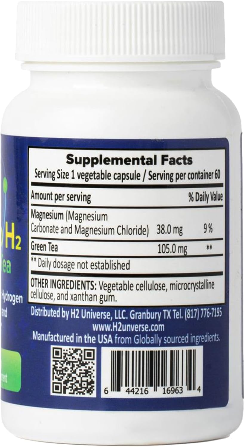 True Nano H2 con Té Verde - Hidrógeno Molecular con Nanoburbujas de Hidrógeno Activo - 60 Cápsulas