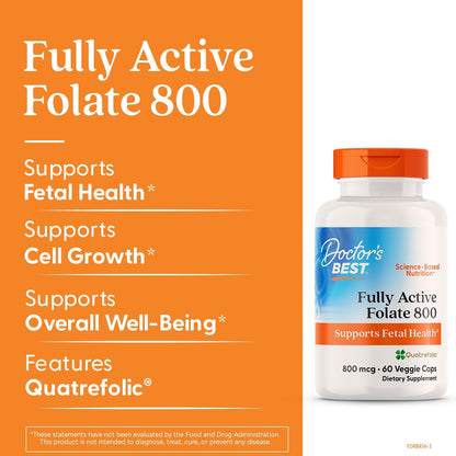 Doctor's Best Ácido Fólico Metilado 800 mcg – El ácido fólico contribuye al metabolismo normal de la homocisteína. – Image 3