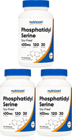 Nutricost Fosfatidilserina 400 mg, 120 Cápsulas - Sin Soja, 30 Dosis, Vegetariano, Sin OGM, Sin Gluten