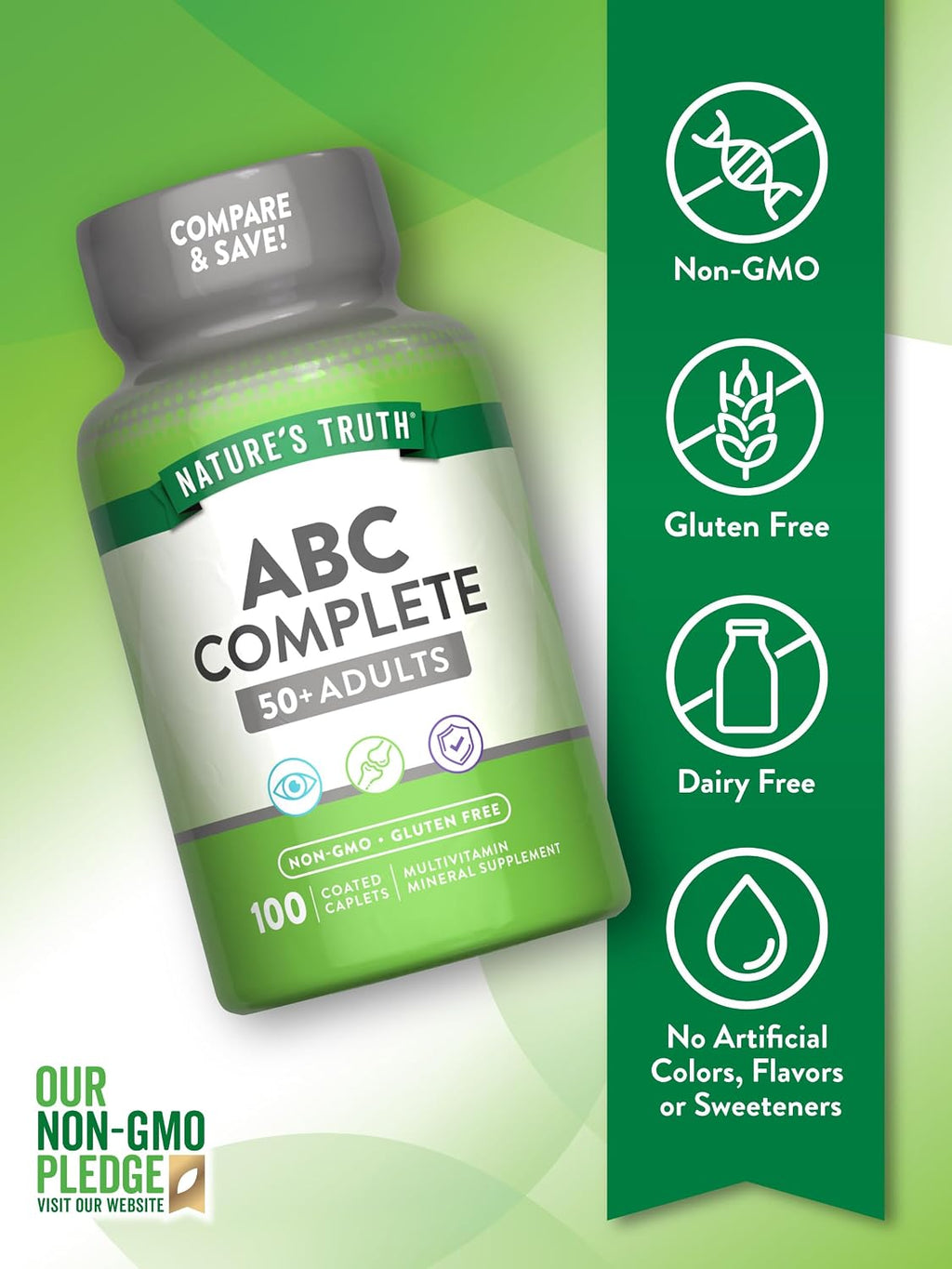 Nature's Truth Multivitamínico para Adultos 50+ | Suplemento Diario con Vitaminas D, C y B