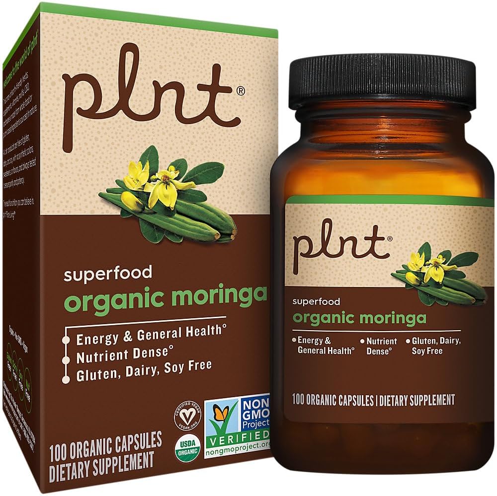 Moringa Orgánica – Superalimento para Apoyo Energético, 1,000 mg (100 Cápsulas)