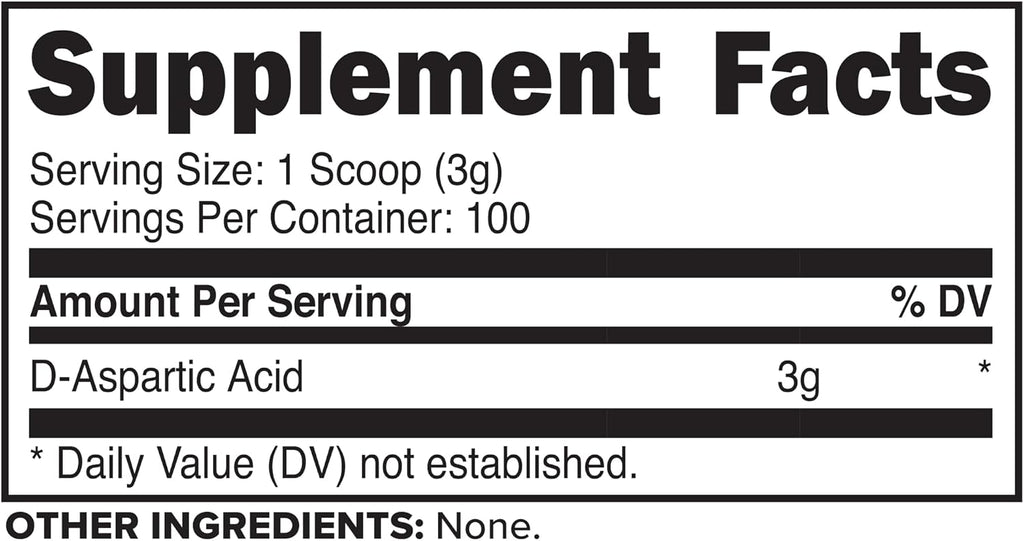 Primaforce Ácido D-Aspártico 300 Gramos (100 Dosis), Sin Sabor, Vegano, No-GMO