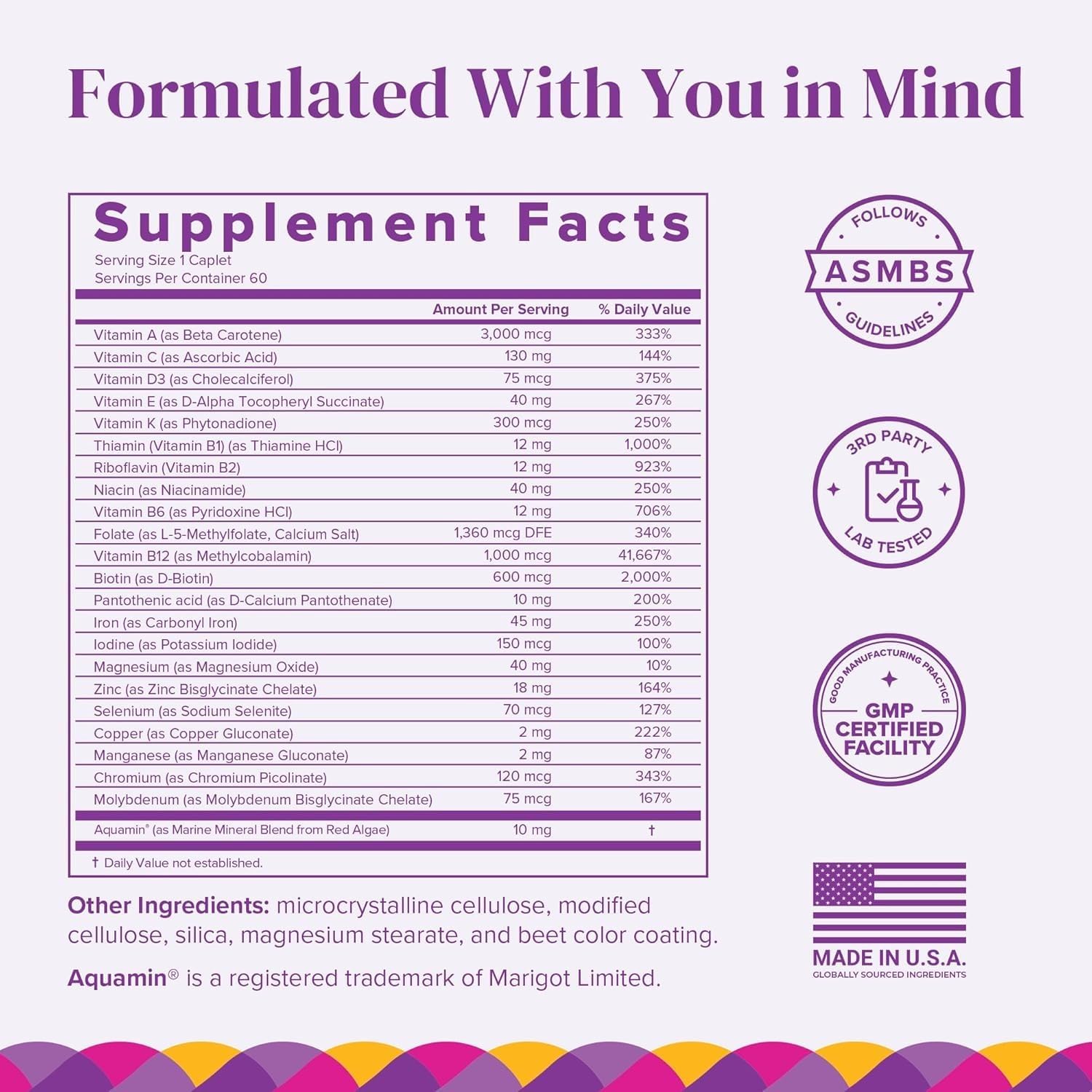 BariMelts Multivitamínico Bariátrico Diario con Hierro, 60 Comprimidos (2 Meses)