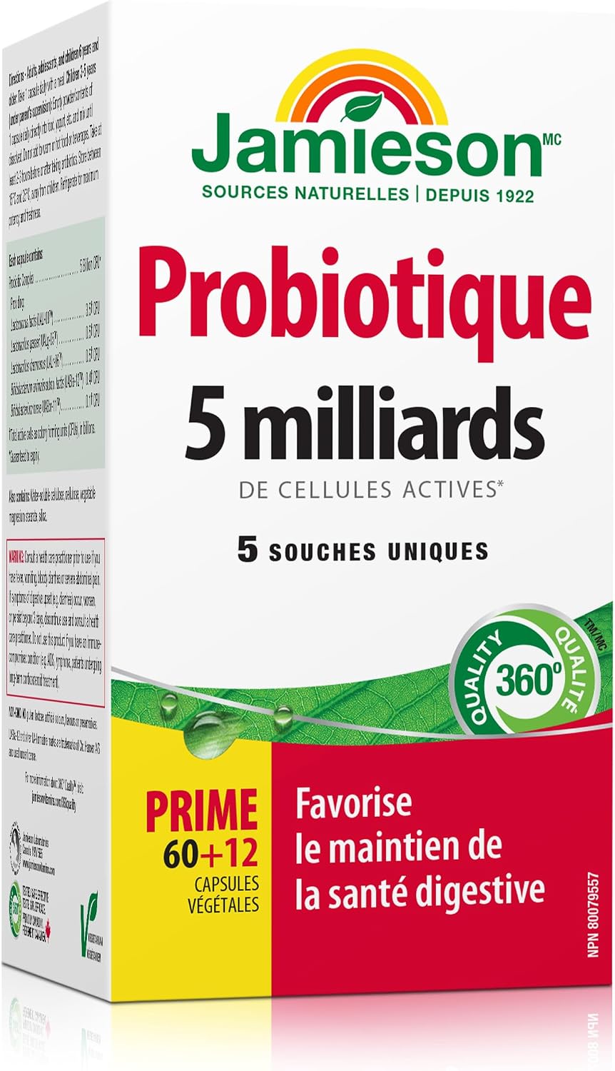 Jamieson Laboratories Probiótico 5 mil millones, 60 cápsulas