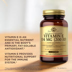 Solgar Vitamina E 200 UI - 100 Cápsulas Blandas - Natural - Sin Gluten