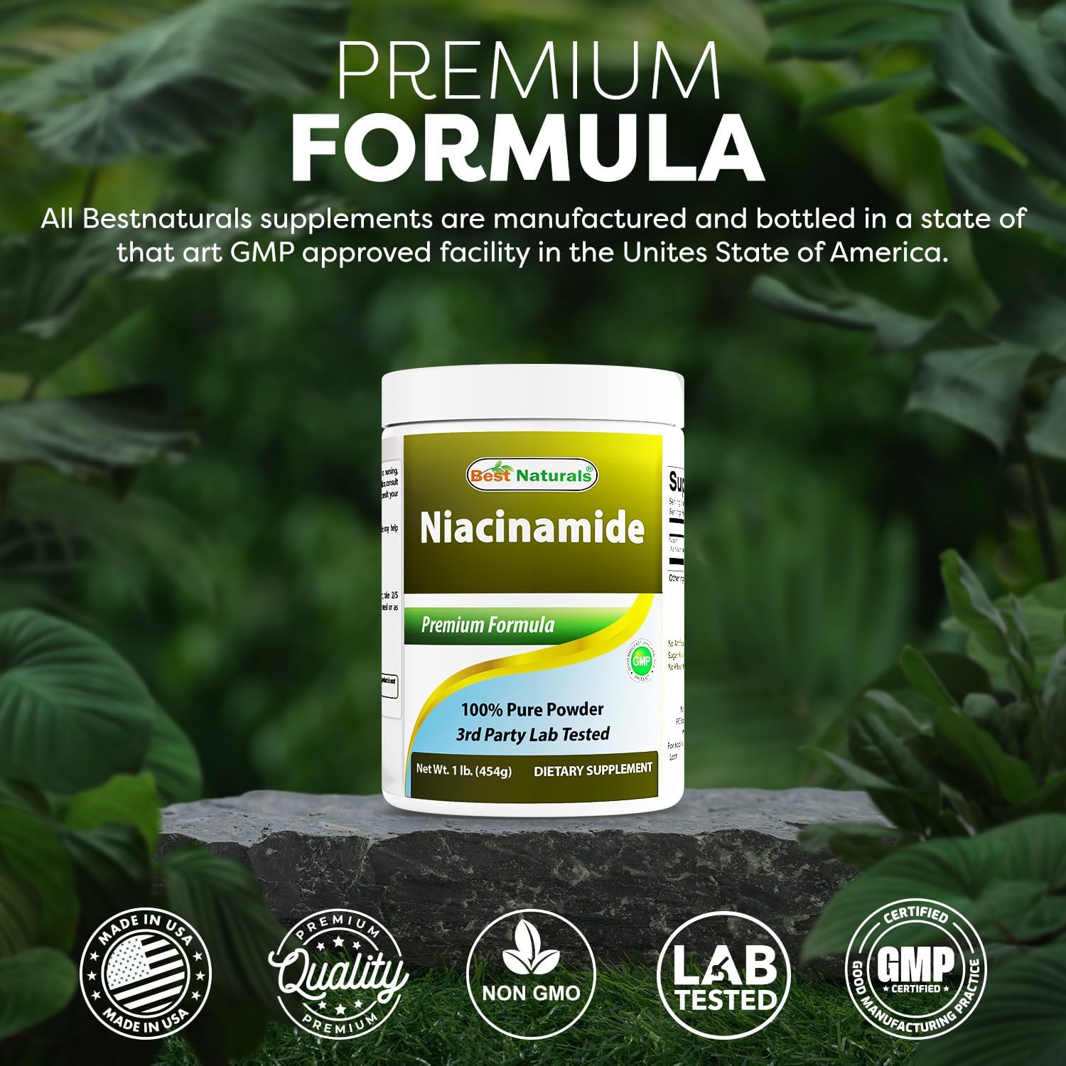Best Naturals Niacinamida (Vitamina B3) Polvo Puro 1 Libra